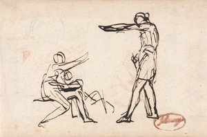 Standing Figure Threatening a Mother and Child